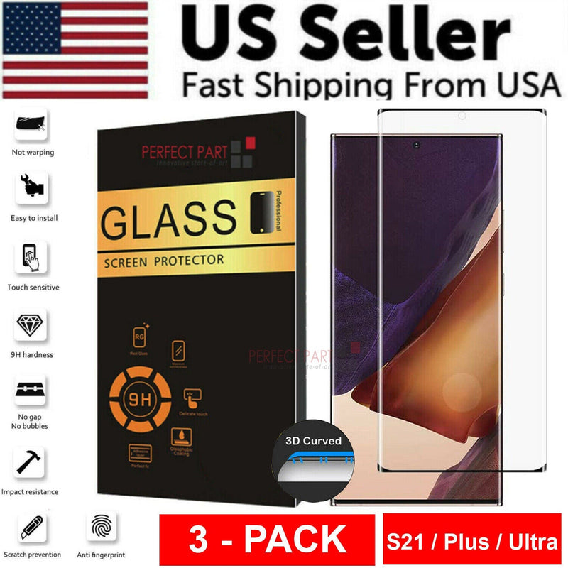 3 PACK - For Samsung Galaxy S21 PLUS ULTRA Tempered Glass Screen Protector Clear - All The Above