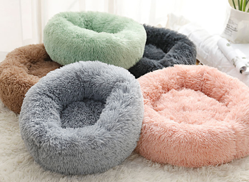 Round Plush Dog Bed for Small Dogs and Puppies - All The Above