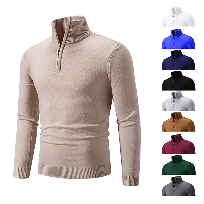 2023 Men's Plus Size Fleece Zip Mock Neck Sweater - All The Above