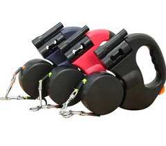 Retractable Double Dog Leash with Light