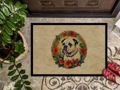 American Bulldog Christmas Flowers Doormat - All The Above