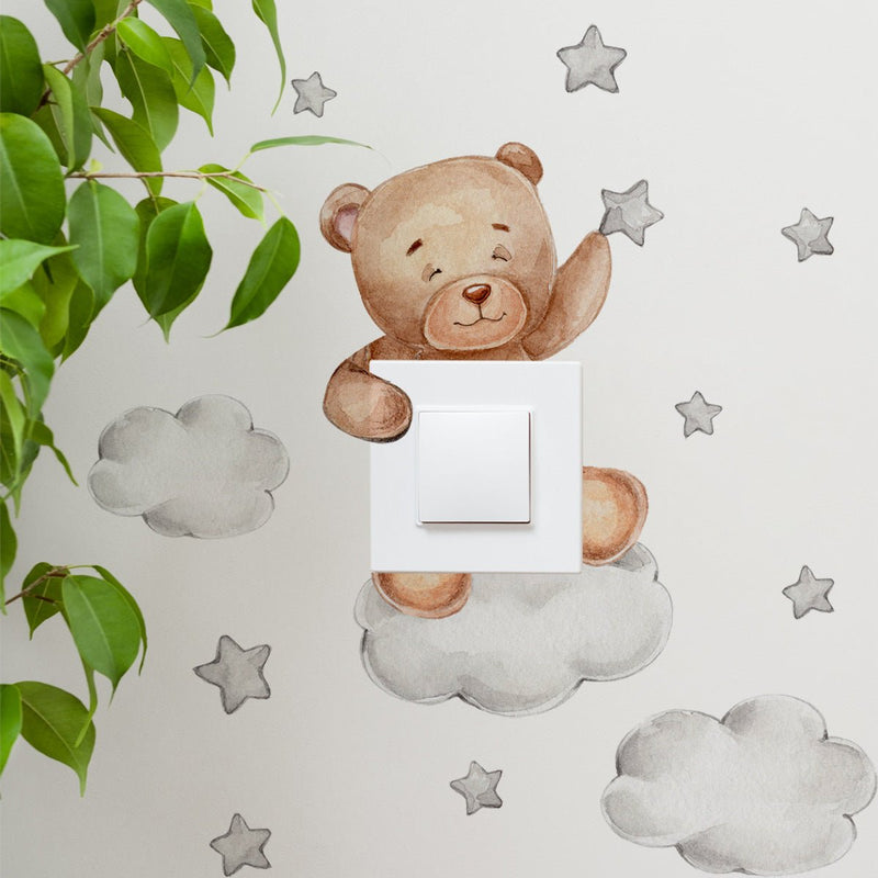Cartoon Bear Star Switch Sticker For Kids' Room Decor - All The Above