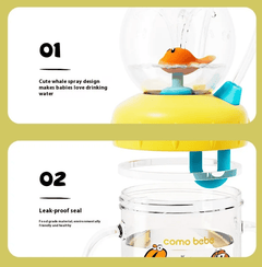 Children's Whale Cartoon Diving Fountain Water Bottle - Tritan Leakproof Sippy Cup (Various Sizes & Colors) - All The Above