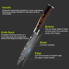 Damascus Style Kitchen Knife Set - All The Above