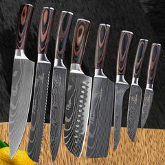 Damascus Style Kitchen Knife Set - All The Above