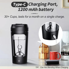 Electric Portable Whey Protein Shaker Bottle - All The Above