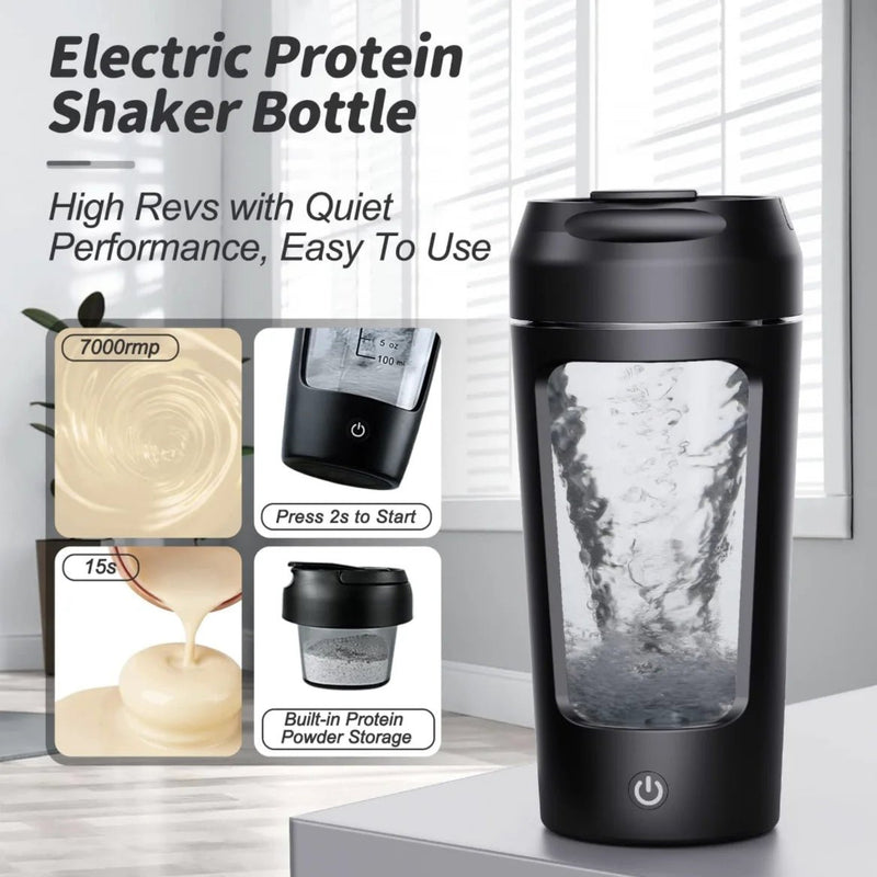 Electric Portable Whey Protein Shaker Bottle - All The Above