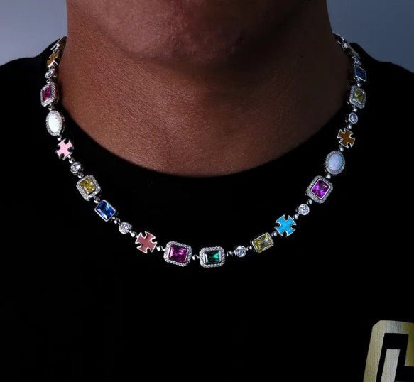 Gold-Plated Hip-Hop Gemstone Necklace - All The Above