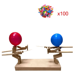 Handmade Balloon Heads Wooden Fighter Puppets - All The Above