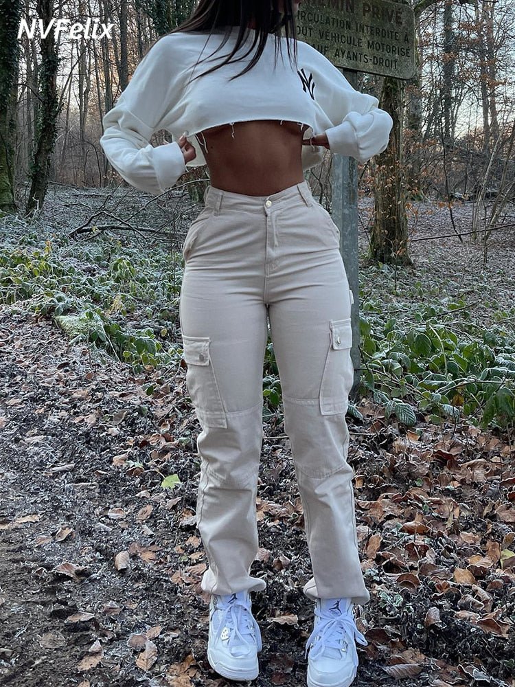 High Waist Cargo Pants Stylish - All The Above