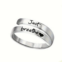 Just Breathe Spiral Heart Stainless Steel Ring - All The Above