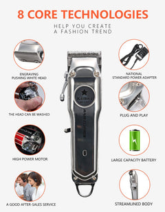 Kemei Rechargeable Electric Hair Clipper for Men - All The Above