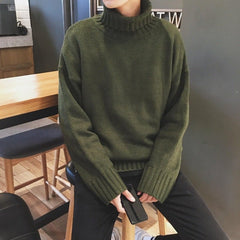 Men's Turtleneck Sweater - Loose Fit Fall Winter Knit - All The Above