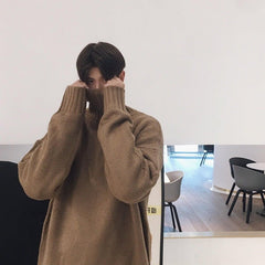 Men's Turtleneck Sweater - Loose Fit Fall Winter Knit - All The Above