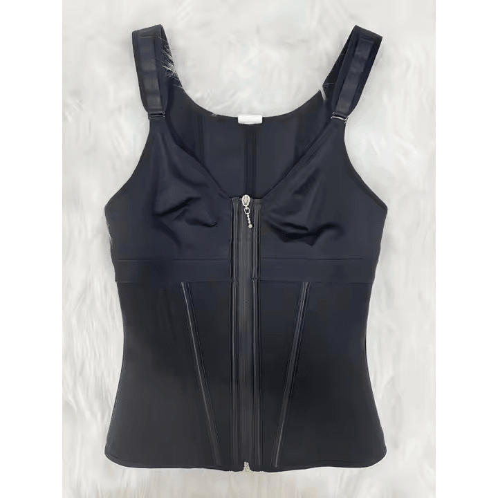 Mesh Waist Slimming Three-Breasted Shapewear Corset - All The Above