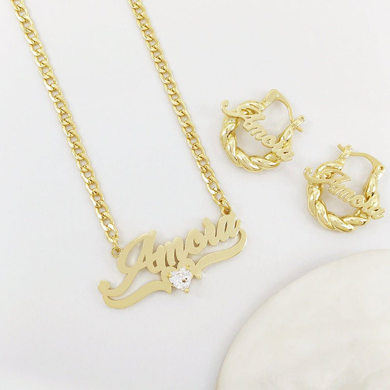Personalized DIY Name Necklace with Heart Birthstone - All The Above