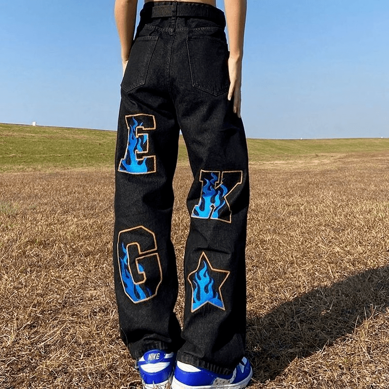 Retro American Hip-Hop Wide Leg Jeans for Men - All The Above