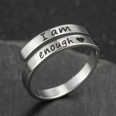Retro Stainless Steel Text Band Ring - All The Above