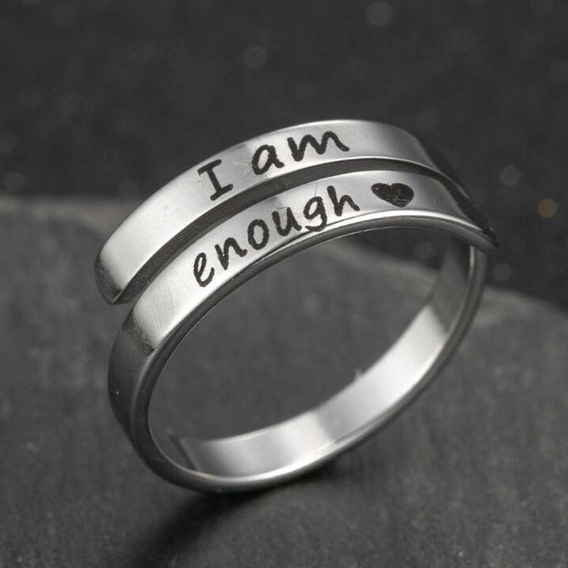 Retro Stainless Steel Text Band Ring - All The Above