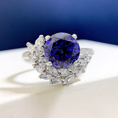 S925 Silver Round Rhinestone Engagement Ring - All The Above