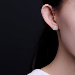 S925 Silver White Rose Jade Stud Earrings for Women - All The Above