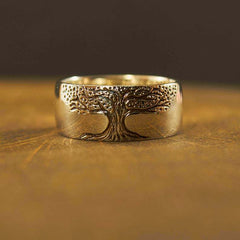 Simple Retro Carved Tree of Life Ring - All The Above