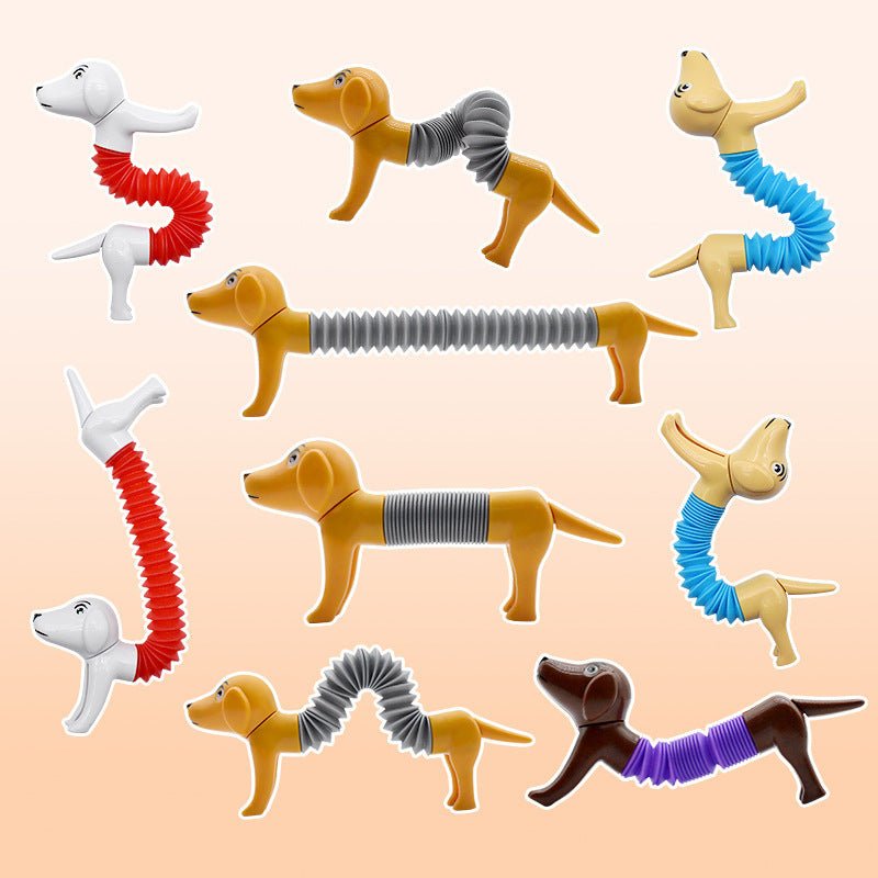 Spring Dog Pop Tubes Sensory Stress Relief Toy Set - All The Above