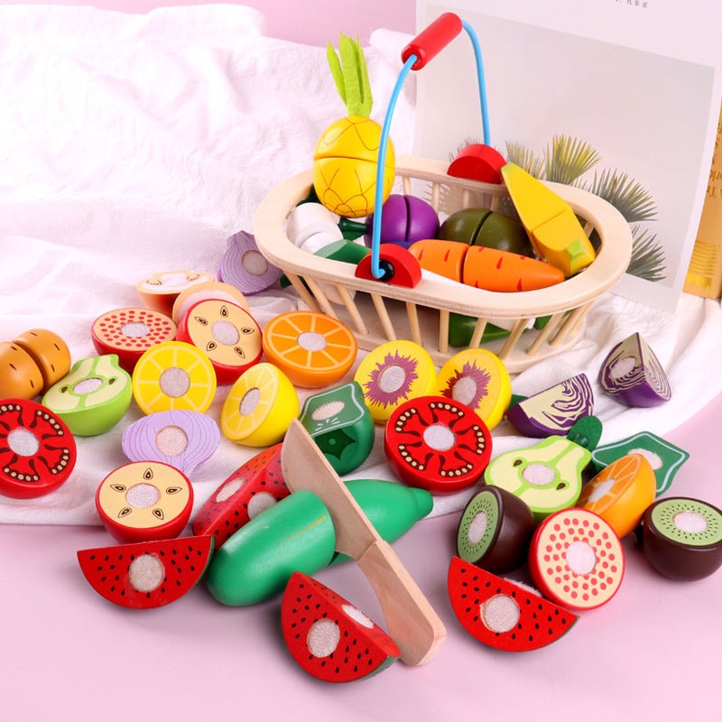 Wooden Magnetic Fruit And Vegetable Cutting Toy Set - All The Above