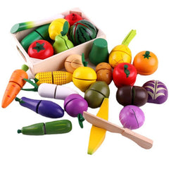 Wooden Magnetic Fruit And Vegetable Cutting Toy Set - All The Above